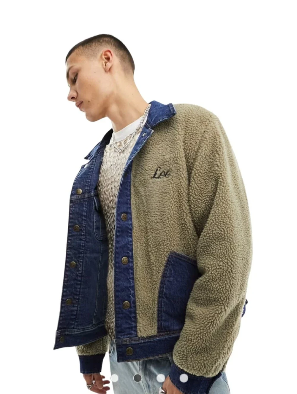 Lee Reversible Denim & Sherpa Fleece Jacket Men's Size S NWT